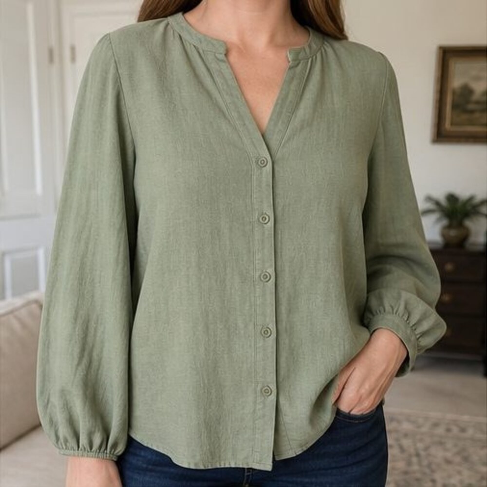 Sage Ruffle Blouse - Picture 2 of 6